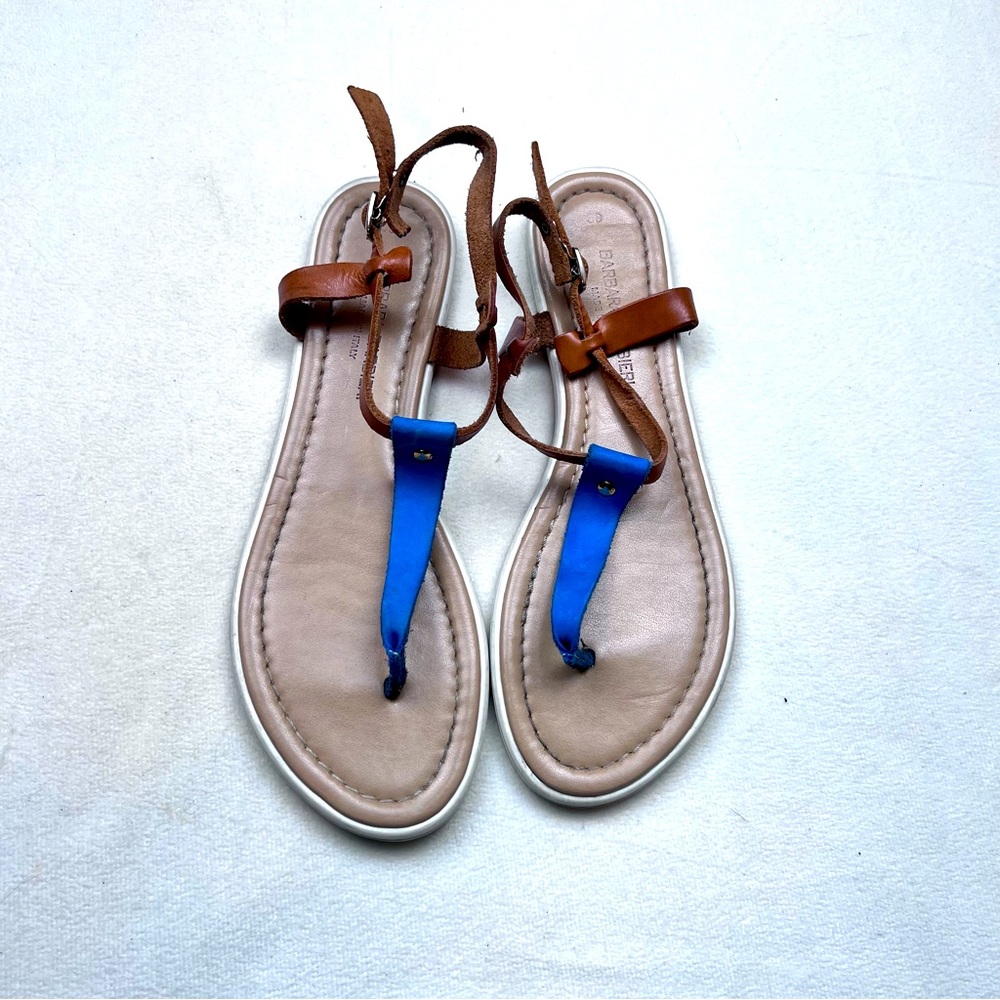 Barbra Barbieri Blue and Tan Sandals Size 9 - Picture 1 of 6